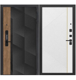 Дверь входная Vetro 6 Орех пекан медовый/Эмалит белый, 2 замка