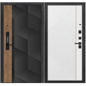 Дверь входная Vetro 6 Орех пекан медовый/Эмалит белый, 2 замка