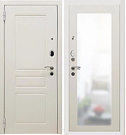 Дверь входная PP SD Proff-10 Трио Ral 9003 Шагрень белое дерево/Белое дерево, 2 замка