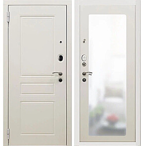 Дверь входная PP SD Proff-10 Трио Ral 9003 Шагрень белое дерево/Белое дерево, 2 замка