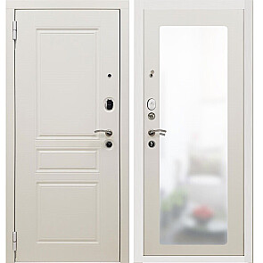 Дверь входная PP SD Prof-10 Трио Ral 9003 Шагрень белое дерево/Белое дерево, 2 замка