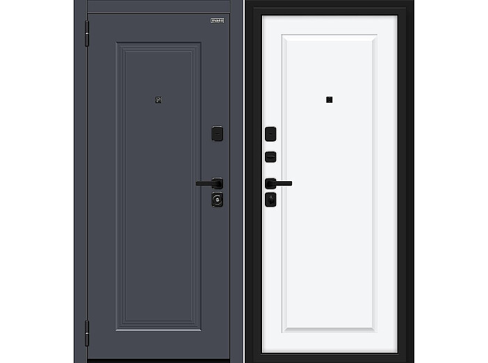 Дверь входная Айкон/SBlack Graphite Shell/White Silk, 2 замка, с ночной задвижкой