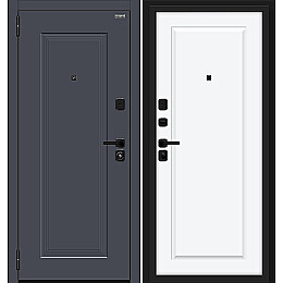 Дверь входная Айкон/SBlack Graphite Shell/White Silk, 2 замка, с ночной задвижкой