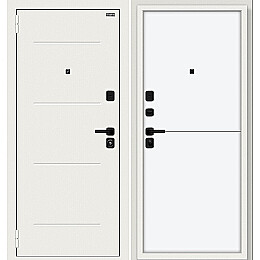 Дверь входная Аура/SBlack Шагрень белая/White Silk, 2 замка, с ночной задвижкой