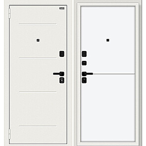 Дверь входная Аура/SBlack Шагрень белая/White Silk, 2 замка