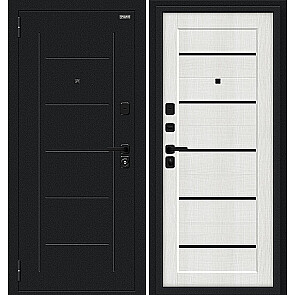 Дверь входная Борн/SBlack Букле черное/Bianco Melinga, 2 замка