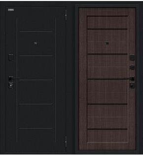 Дверь входная Борн/SBlack Букле черное/Wenge Melinga, 2 замка, с ночной задвижкой