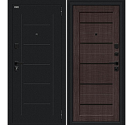 Дверь входная Борн/SBlack Букле черное/Wenge Melinga, 2 замка, с ночной задвижкой