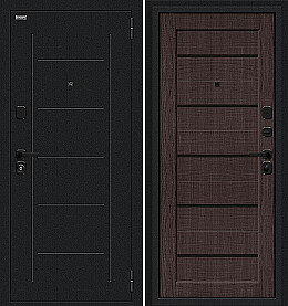 Дверь входная Борн/SBlack Букле черное/Wenge Melinga, 2 замка