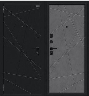 Дверь входная Граффити-5/SBlack Букле черное/Slate Art, 2 замка, с ночной задвижкой