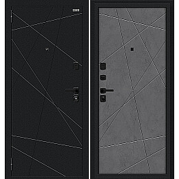 Дверь входная Граффити-5/SBlack Букле черное/Slate Art, 2 замка, с ночной задвижкой