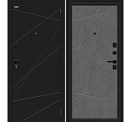 Дверь входная Граффити-5/SBlack Букле черное/Slate Art, 2 замка, с ночной задвижкой
