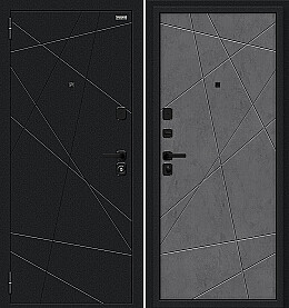 Дверь входная Граффити-5/SBlack Букле черное/Slate Art, 2 замка