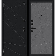 Дверь входная Граффити-5/SBlack Букле черное/Slate Art, 2 замка, с ночной задвижкой