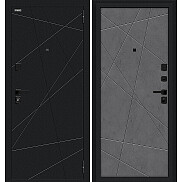 Дверь входная Граффити-5/SBlack Букле черное/Slate Art, 2 замка, с ночной задвижкой