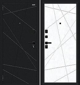 Дверь входная Граффити-5/SBlack Букле черное/Snow Art, 2 замка