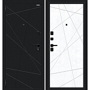 Дверь входная Граффити-5/SBlack Букле черное/Snow Art, 2 замка, с ночной задвижкой