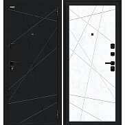 Дверь входная Граффити-5/SBlack Букле черное/Snow Art, 2 замка, с ночной задвижкой