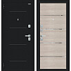 Дверь входная Лайн/BChrome Букле черное/Cappuccino Melinga, 2 замка, с ночной задвижкой