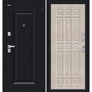 Дверь входная Мило МФ/BChrome Букле черное/Cappuccino Melinga, 2 замка