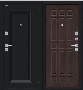 Дверь входная Мило МФ/BChrome Букле черное/Wenge Melinga, 2 замка, с ночной задвижкой