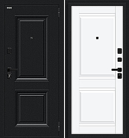 Дверь входная Некст МФ/SBlack Букле черное/White Silk, 2 замка