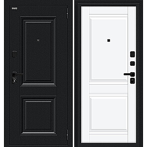 Дверь входная Некст МФ/SBlack Букле черное/White Silk, 2 замка