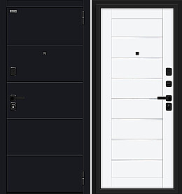 Дверь входная Прайм/SBlack Black Shell/White Silk, 2 замка