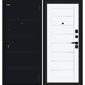 Дверь входная Прайм/SBlack Black Shell/White Silk, 2 замка