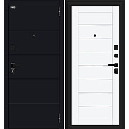 Дверь входная Прайм/SBlack Black Shell/White Silk, 2 замка, с ночной задвижкой