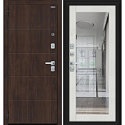 Дверь входная Флэт/BChrome Almon/Bianco Melinga, с зеркалом, 2 замка