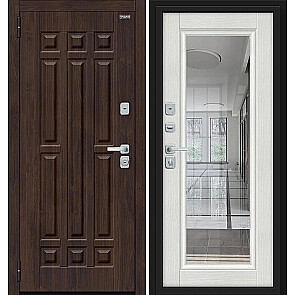 Дверь входная Форм/BChrome Almon/Bianco Melinga, с зеркалом, 2 замка