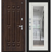 Дверь входная Форм/BChrome Almon/Bianco Melinga, с зеркалом, 2 замка, с ночной задвижкой