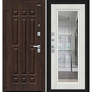 Дверь входная Форм/BChrome Almon/Bianco Melinga, с зеркалом, 2 замка, с ночной задвижкой