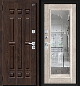 Дверь входная Форм/BChrome Almon/Cappuccino Melinga, с зеркалом, 2 замка