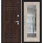 Дверь входная Форм/BChrome Almon/Cappuccino Melinga, с зеркалом, 2 замка, с ночной задвижкой