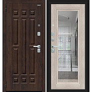 Дверь входная Форм/BChrome Almon/Cappuccino Melinga, с зеркалом, 2 замка, с ночной задвижкой