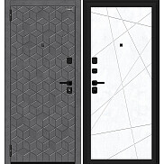 Дверь входная Кьюб/SBlack Slate Art/Snow Art, 2 замка, с ночной задвижкой
