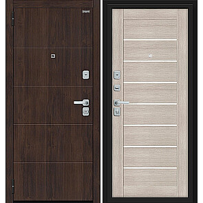 Дверь входная Прайм/BChrome Almon/Cappuccino Melinga/Cappuccino Melinga, 2 замка