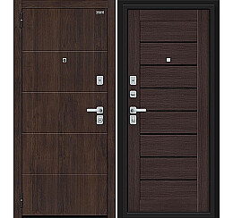 Дверь входная Прайм/BChrome Almon/Wenge Melinga, 2 замка, с ночной задвижкой