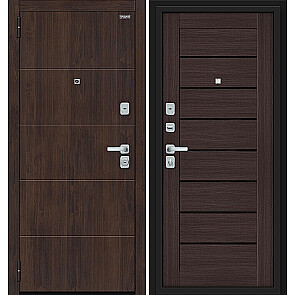 Дверь входная Прайм/BChrome Almon/Wenge Melinga/Wenge Melinga, 2 замка, с ночной задвижкой