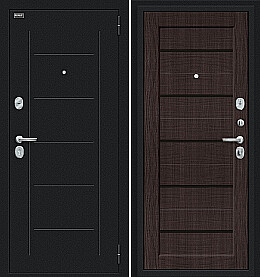 Дверь входная Борн Букле черное/Wenge Melinga, 2 замка