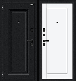 Дверь входная Сьют МФ/SBlack Букле черное/White Silk, 2 замка