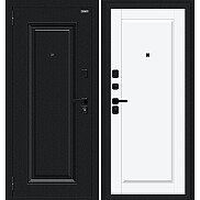 Дверь входная Сьют МФ/SBlack Букле черное/White Silk, 2 замка, с ночной задвижкой