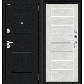 Дверь входная Техно/BChrome Букле черное/Bianco Melinga, 2 замка