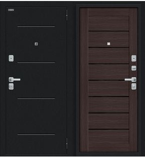 Дверь входная Техно/BChrome Букле черное/Wenge Melinga, 2 замка, с ночной задвижкой