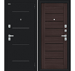 Дверь входная Техно/BChrome Букле черное/Wenge Melinga, 2 замка, с ночной задвижкой