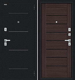 Дверь входная Техно/BChrome Букле черное/Wenge Melinga, 2 замка