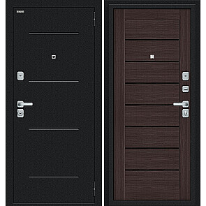 Дверь входная Техно/BChrome Букле черное/Wenge Melinga, 2 замка