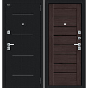 Дверь входная Техно/BChrome Букле черное/Wenge Melinga, 2 замка, с ночной задвижкой